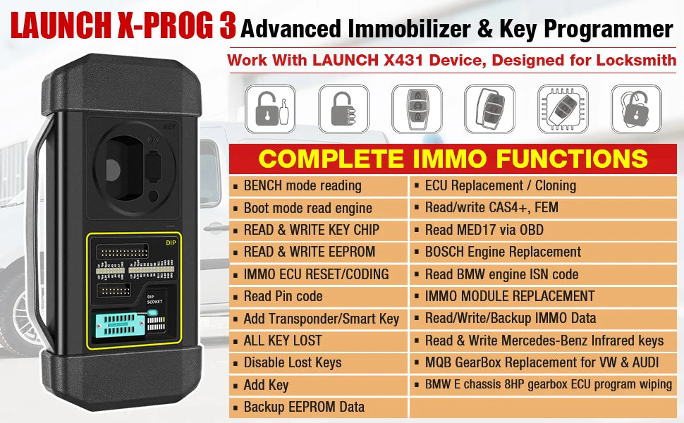 LAUNCH® X431 X-PROG 3 Immobilisaatori & Võtme Programmeerimise Seade
