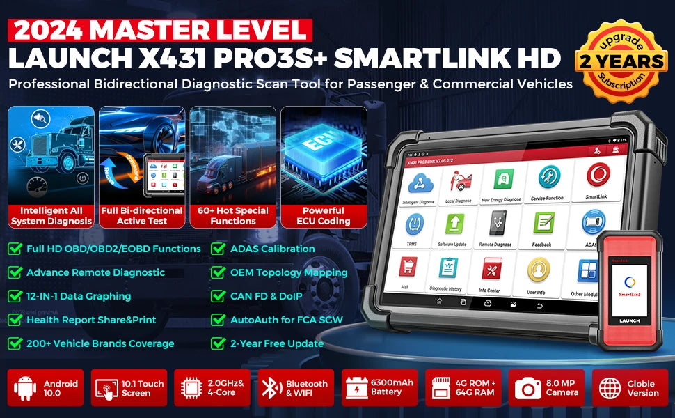 LAUNCH® X431 PRO3S+SmartLink HD Sõidu- ja Veoautode Diagnostikaseade - AutoDiagnostik